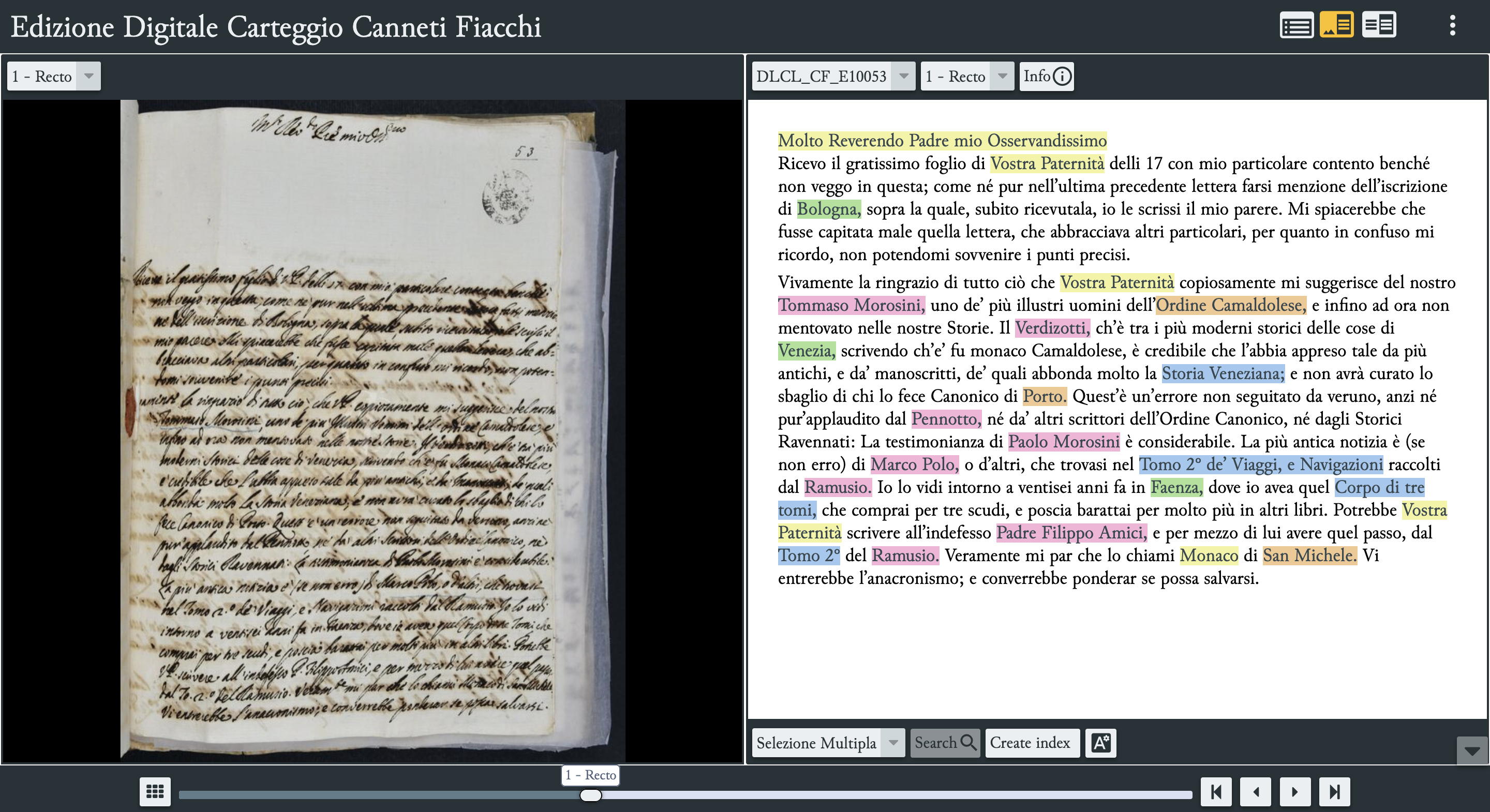 Schermata Edizione Digitale Canneti-Fiacchi