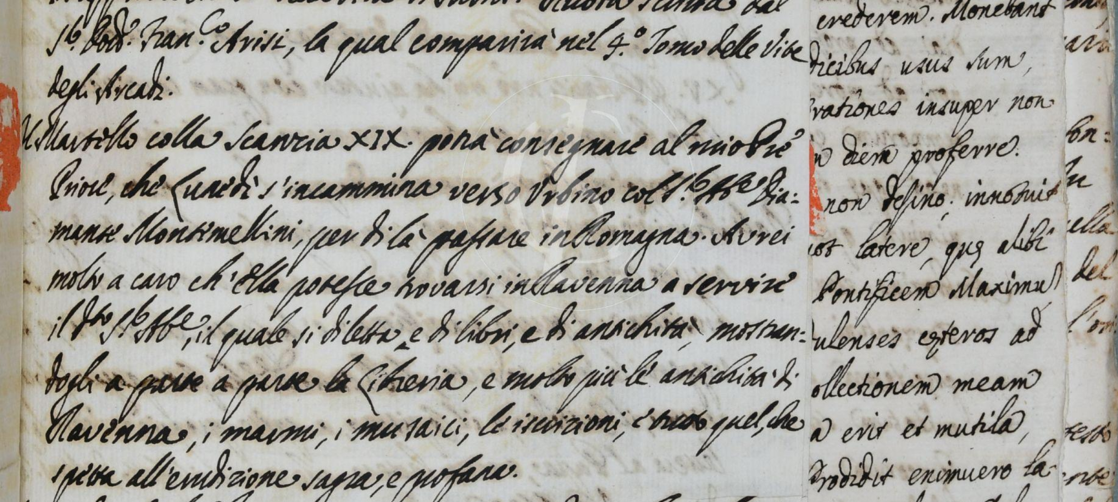 Lettera manoscritta Ravenna